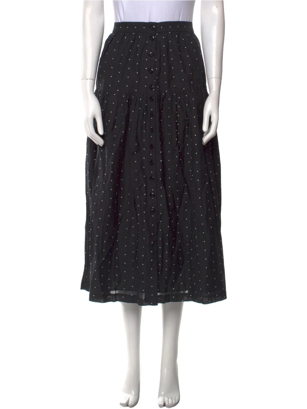 The Great. The Boating Skirt In Black Polka Dot Size M
